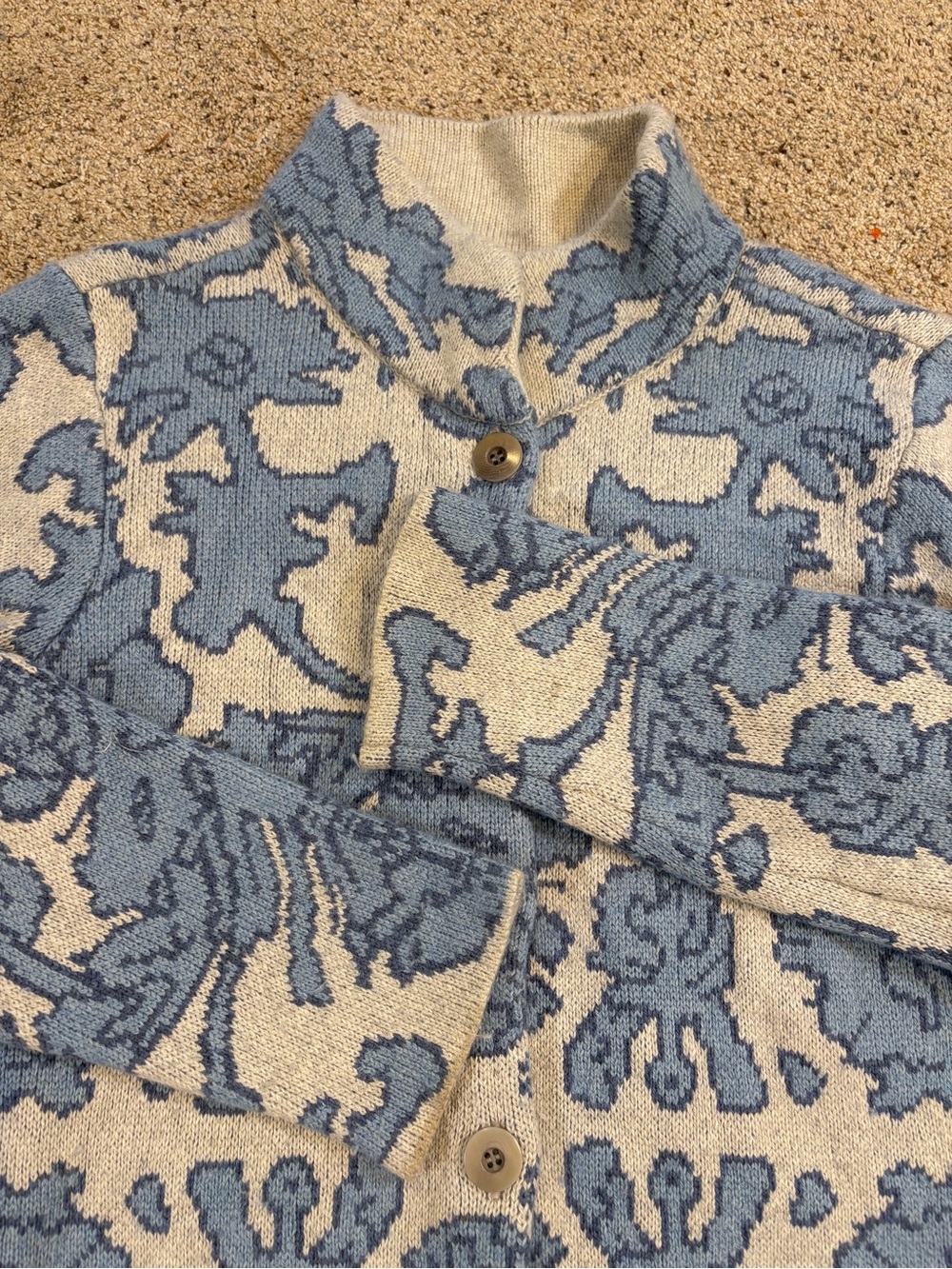 Sundance Catalog Patterned Button-Front Long Cardigan Cashmere Blend